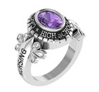 High School Class Ring For Oval Cut Unique Custom Graduation Flower Shaped Ring