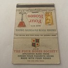 Matchbook Cover Matchcover Liquor Four Roses Drink Distillers