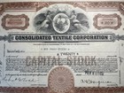 1929 Consolidated Textile Corporation Stock Certificate  ny038986  Baltimore  Md
