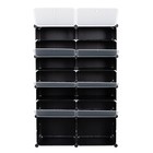 7-tier Portable 28 Pair Shoe Rack Organizer 14 Grids Tower Shelf Storage  Black