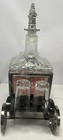 Vintage Horse Drawn Carriage Glass Liquor Decanter Set 4 Shot Glasses Barware