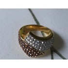 Vintage 18k Gold Electroplated Two Tone Crystal Pave Bypass Ring Size 7