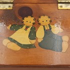 Vintage Ragdoll Wood Recipe Box Storage Flip Top Lid Rustic Cottage Grandma Mcm