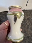 Nippon Dresser Set Hair Receiver Hat Pin Holder Jar Vintage Grapes Hand Painted