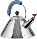 Alessi Michael Graves Stainless Steel Kettle With Bird Whistle  Blue Handle 1 7l