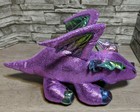 Vintage Dan Dee Large 19  X 11  Plush Shiny Purple Dragon Stuffed Toy Dinosaur