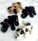 Vintage Lot Of 4 1980s Tonka Pound Puppies Brown White Black Red Collar Read