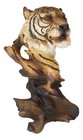 Faux Wood Large Exotic Jungle Wildlife Orange Bengal Tiger Bust Statue 11 tall