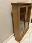 Oak Wood Curio Cabinet Glass Doors Wall Mounted Trinket Display Case