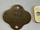 Vtg 1928 Dog Tag License Tax Registration Ottawa Co Mi   1973 Calhoun Co   2