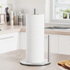 Stainless Silver Paper Towel Holder Countertop Weighted Base Dispenser Roll