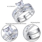 925 Sterling Silver Princess Cut Cz Engagement Ring   Wedding Band Set For Women