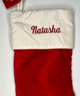 Pottery Barn Classic Velvet Christmas Stocking  natasha  Red Ivory New Medium