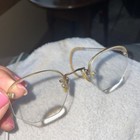 Vintage 12k Gold Filled Eye Glasses  Hexagon Shape Lens With Case