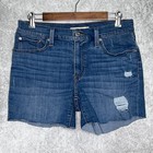 Levi s Womens Distressed Cut Off Denim Shorts Size 30 Stretch Blue Medium Wash