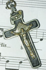 Antique Rosary  Metal Beads  Nickel Crucifix  Ebony  Rayonnant  Crown Of Thorns
