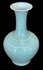 Vintage Chinese Floral Vase Green Glaze Porcelain Qing Dynasty Qianlong Mark
