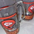 Lot Of 3 Vintage Kansas City Chiefs Nfl Glass Beer Mug Stein 12oz 1990 s Euc