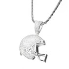 Men s Silver Plated Iced Football Helmet Pendant 24  Miami Cuban Chain Bch 1149s