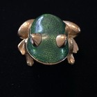 Vtg Estee Lauder Jeweled And Enamel Frog Solid Perfume Compact White Linen 2 25   