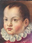 Original 18th Century Painting On Paper Of Child Royalty With Collar   Robe