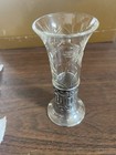 Webster Sterling Silver Glass Bud Vase With Floral Etching  Approx 4 75    Tall