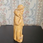 Vintage Hand Carved Wooden Folk Art Figurine Of A Shepherd Carrying  A Lamb