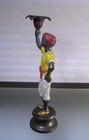Vintage Bronze Blackamoor Candle Holder Statue
