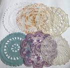 Lot Of 6 Vintage Handmade Multicolored Crocheted Doilies 9-14  Round