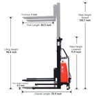 Semi-electric Pallet Stacker 3300 Lbs Capacity 98  Lift Height Adjustable Forks