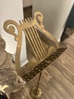 Vintage Brass Sheet Music Stand Ornate Adjustable Lyre Harp Shape Footed