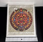 Sand Painting Print Aztec Calendar Sun Stone 12 X 10 Hand Crafted In Mexico New
