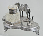 Antique Figural Silver Ink Stand Inkwell Camel James Deakin   Sons Sheffield 19c