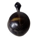 Vintage Hand Carved Stone Turtle Lidded Trinket Box Tribal Boho Decor Read