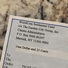 Worldcom Class-action Lawsuit Settlement Check - Super Rare 