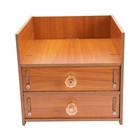 Wooden Desk Organizer With Drawers Office Supplies Computer Desktop Tabletop