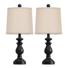 Rustic Farmhouse Table Lamp Set Of 2 - Vintage 22  Bedside Desk Lamps  Linen Sha