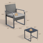 Gizoon 3 Piece Patio Bistro Set  Outdoor Black Wicker Furniture Sets  Modern Rat