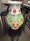 Chinese Famille Verte Porcelain Vase Quanlong Red Marks On Bottom