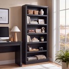 75 2  Tall 6-tier Black Bookcase Adjustable Wide Book Bookshelf Storage Shelvin