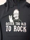 Vintage The Simpsons Homer Simpson Never Too Old To Rock Hooded Sweatshirt Large