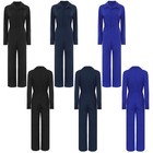 Women s Long Sleeve Casual Straight Pants Coverall Busineess Party Jumpsuit