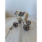 Vtg Style Lamb Pull Toy Bobble Sheep Country Folk Art Shabby Chic Decor Figurine