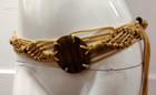 Authentic 1970s Hippy Belt Fringe Rope Bohemian Wood Hand Painted Wooden Beads
