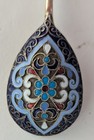 Antique Russian Enamel Silver Spoon Gk Gustav Klingart 4 5  Long Signed 84 Gk