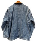 Vintage Cabelas Denim Chore Coat Xl Flannel Lined Leather Collar Acid Wash 80s