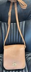 Vintage80s Fab Flap Top Compact Crossbody Bag British Tan Leather Turnlock 1a
