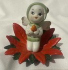 Vintage National Potteries Pixie On Poinsettia Flower Fairy C6948