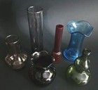 Art Glass Vase Lot 5 Hand Blown Multi Color  i  Pressed Glass 6 Total Vintage