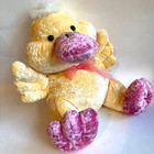 Vintage Dandee Dan Dee Duck Plush Stuffed Animal Easter Chick Yellow Pink Fleece